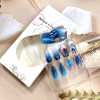Blue Gradient French Tip Press on Nails Medium Flower Rhinestones