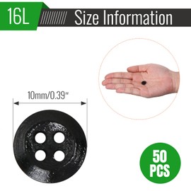YIEMI Resin Sewing Buttons,10mm Sewing Round Shirt Button for Crafts，DIY and Clothes Sewing (Black,50pcs)