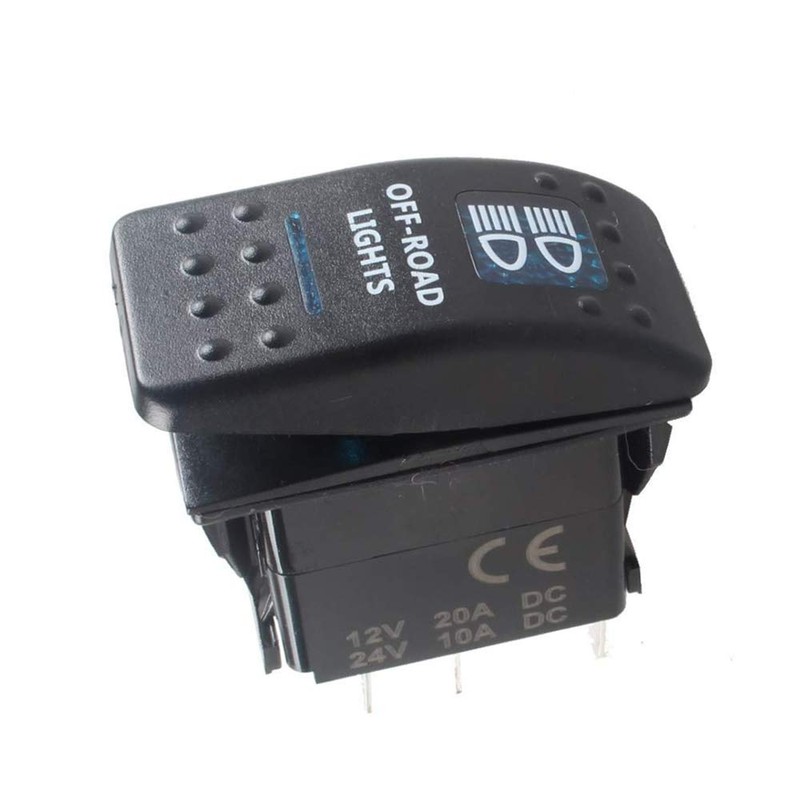 E Support™ 12V 20A Bar Rocker Toggle Switch Blue LED