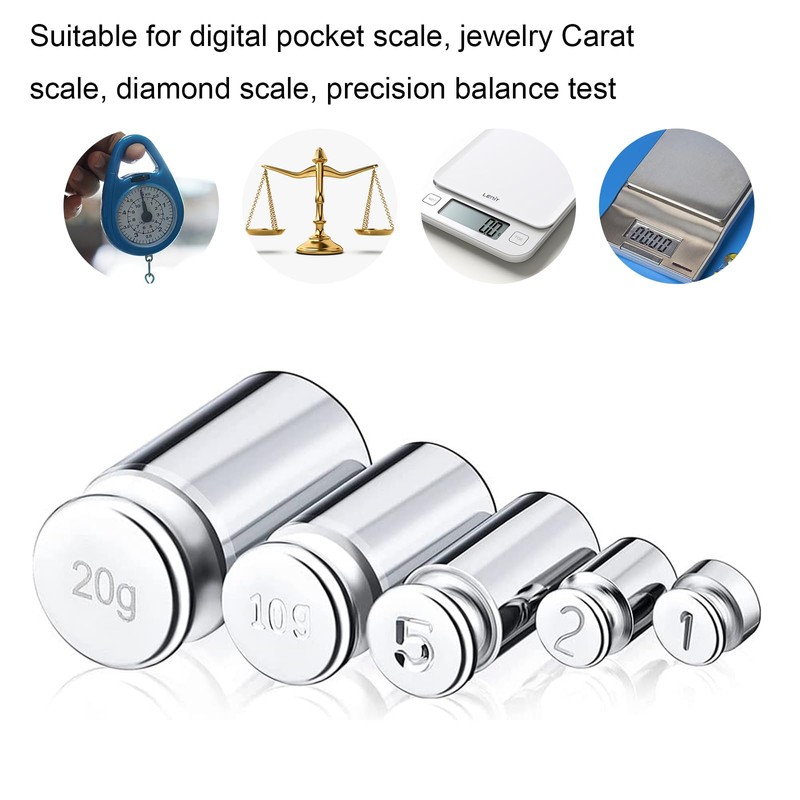 Calibration Weight Set, 5-Piece Calibration Gram Set, Measuring Weights, Set