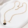 TaYolnFaSo Gold Paperclip Toggle Necklace Natural Stone/Cubic Zirconia Pendant Paper
