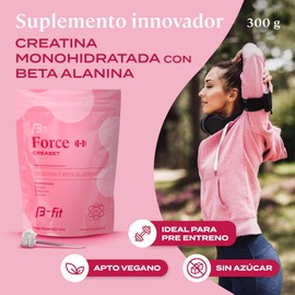 B-FIT Creabet - Creatina Monohidratada Pura en Polvo 300g, Sin Sabor, Pre Entreno, Pre Workout, Suplemento Deportivo