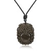 COAI Gift Ideas Lucky Necklace with Pixiu Pendant, Stone, Obsidian