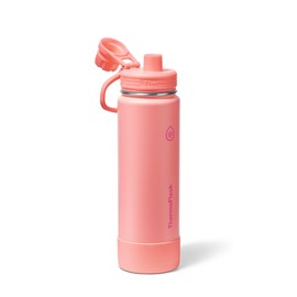 ThermoFlask 24 oz Double Wall Vacuum Insulated Stainless Steel Water Bottle with Spout Lid, Sunkissed Coral