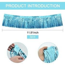 TONIFUL TONIFUL Metallic-Folien-Fransengirlande, Babyblau, Wandbehang, Lametta-Fransenbanner für Auto-Parade, Brautparty, Hochzeit, Geburtstag, Ostern, Abschlussfeier, Urlaub, Party-Dekoration (9 m)