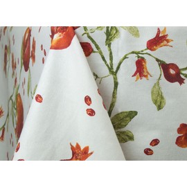 BIANCHERIAWEB Pomegranate Design Kitchen and Living Room Tablecloth, Made in Italy, 100% Cotton, 90x90 cm