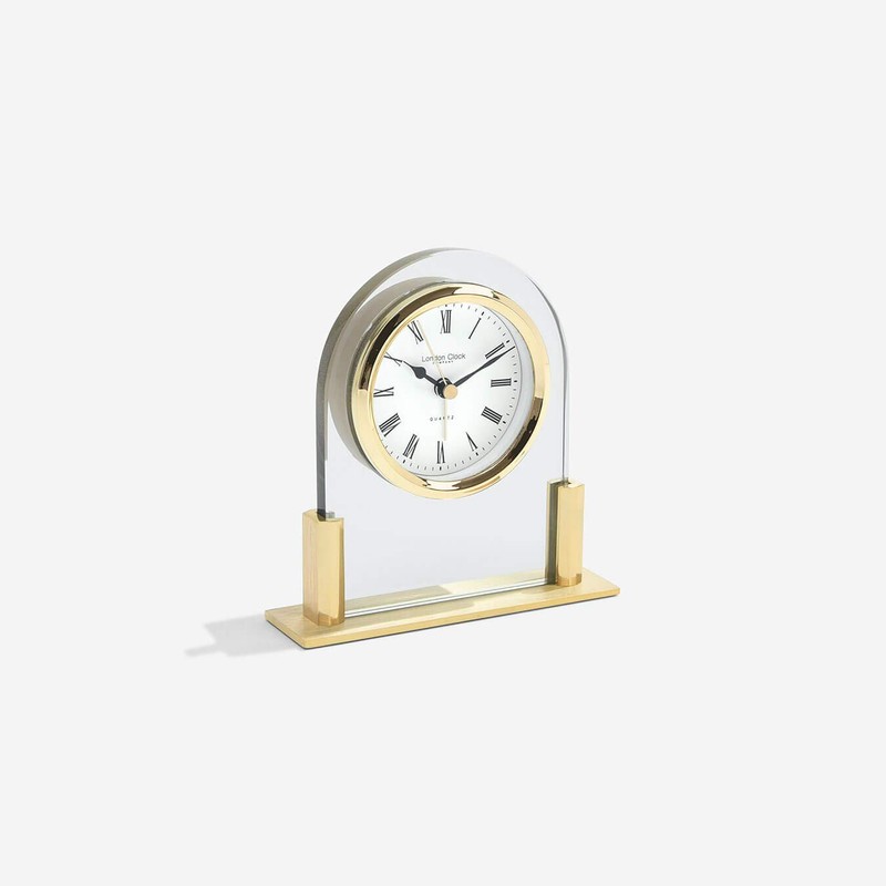 London Clock Glass Arch top Mantel Clock, Gold, 12.5 x
