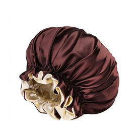 Women's Sleep Cap Elastic Satin Bonnet Wide Band Curly Hair Pure Sleeping Hat - Elastic Wide Band, Comfortable for Curly Hair, Dual-Color, Breathable Night Hat for Hair Care
