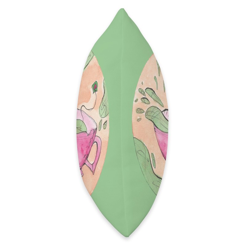 Matcha Whimsical Tea Design Throw Pillow