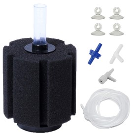 AQUANEAT Sponge Filter, for Aquarium Fish Tank, Betta, Nano, Shrimp, Fry, Biochemical Filter with Airline Tubing, Air Pump Valves, Suction Cups (Large up to 60Gal)