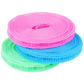 3-Piece Clothes Line Rope, Laundry Hanging Rope, Plastic Rope for Hanging Clothes, Windproof, Non-Slip Washing Line for Indoor and Outdoor Use (8 m)