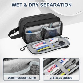 Prokva Toiletry Travel Bag for Men Tactical Hygiene Bag, Shaving Kit Toiletries Organizer Bag Dopp Kit with Large Capacity, Black (Empty Bag Only)