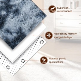 TWINNIS 4x6 Large Shag Area Rugs for Living Room Bedroom, Tie-Dye Blue Grey Indoor Super Soft Fuzzy Plush Rugs, Upgrade Anti-Skid Modern Rugs Fluffy Carpets for Kids Room Nursery Home Decor