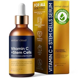 Suero de vitamina C para cara con células madre, ácido hialurónico, vitamina E, aloe vera para todo tipo de piel, suero facial antienvejecimiento, apoya la salud de la piel y tono uniforme