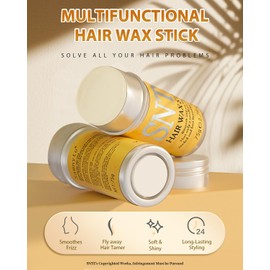 Hair Wax Stick, 3PCS-Wax Stick For Hair Slick Stick, Slick Back Stick Hair Stick Wax Edge Frizz No-white Chips & No-Residue & No-Greasy & Easy to Absorb 2.7 Oz