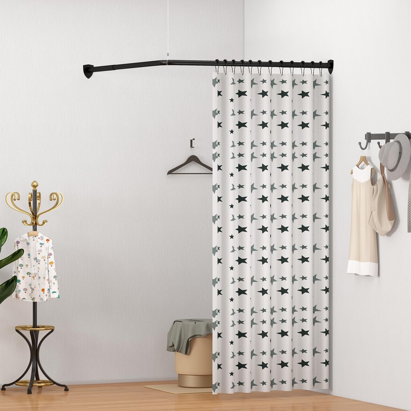 Corner Shower Curtain Rod, Curved Shower Curtain Rod, Adjustable L