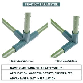 QUUPY 8PCS 16mm 3 Way 4 Way Greenhouse PVC Pipe Fitting Sets Heavy Duty Frame Building Connectors Gardening Plant Stakes Bracket Joint Tool