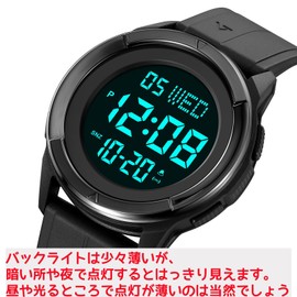 Timever Digital Wrist Watch, Waterproof, Men’s, w/Stopwatch, LED Watch, Running Watch, Sports Watch, black b