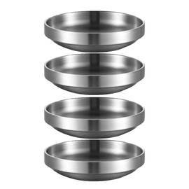 Incauca 3.5 Inch Stainless Steel Soy Sauce Dishes, Double Walled Mini Chip and Dip Bowls, Dipping Sauce Ramekin, Seasoning Cups, Metal Small Side Dish Bowls for Condiment Sushi Ketchup, Silver