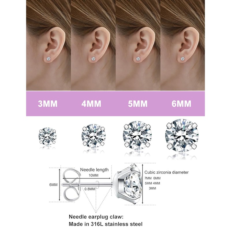 LOVME Earrings Studs Set for Women Men, Hypoallergenic 316L Stainless