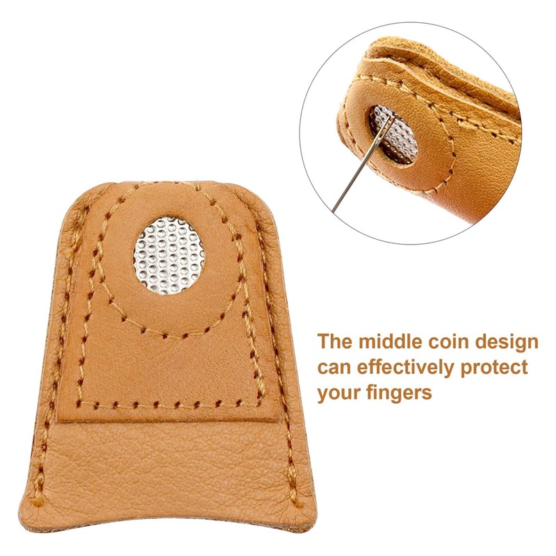 KEPYATI 2 Leather Thimble Hand Sewing Thimble Finger Protector Coin