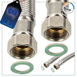 Reinforced hose DN 25-1 inch nut x 1 inch nut x 300 mm, DVGW W270, KTW-A