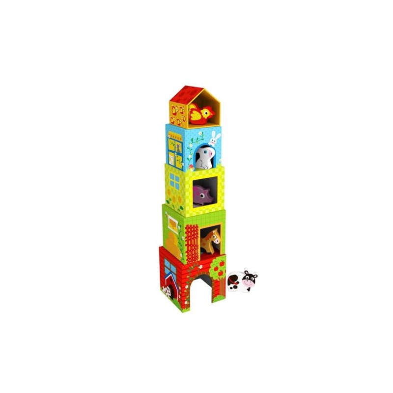 Tooky Toy Juego de Bloques Apilables de Animales de Granja,