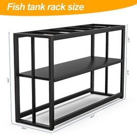 Akenow 55-75 Gallon Fish Tank Stand with Storage Shelf, 48.5 x14.9 x 29.2 Inch Aquarium Stand, Turtle Tank, Reptile Terrariums and Breeder Tank Stand,980LBS Capacity, Black