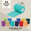 Juvale 24 Rolls Self-Adhesive Bandage Wrap, 3" x 5 Yards,