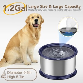 Twinsing 4.5L/1.2Gal Dog Water Bowl, No Spill Stainless Steel Slow Water Bowl for Medium Large Dogs, Large Capacity Splash Proof Slow Drinking Water Bowls with Anti-Slip Mat for Mess Drinkers, Blue