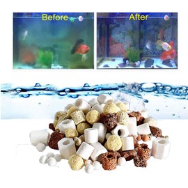 Aquarium Filter Mixed Ceramic Balls Media, Fish Tank Water Filtration Pond Filter Ceramic Rings Volcanic Rock for Water Quality Improve, PH Adjust