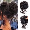 Hanaoops Hairpieces Bun Ponytail Extension Claw Clip Curly Wavy Synthetic