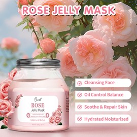Pjordo Jelly Masks for Facials Professional, Bulgarian Rose Hydrating & Moisturizing Jelly Mask Powder with Mixing Bowl Set, Peel-Off Hydrojelly Face Mask Skincare, Christmas Spa Gifts for Women
