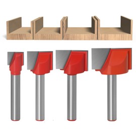 WSOOX 6mm Shank Bottom Cleaning Router Bit Set, 4-piece Slotting Router Bit Set (10mm / 16mm / 20mm / 25mm)