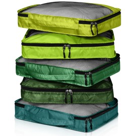 Bulyoou 5 Pcs Packing Cubes for Suitcase Large Travel Cubes Carry on Luggage Organizer Bags for Clothes Accessories(S,Green)