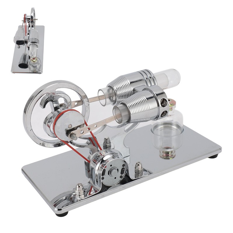 Sterling Engine Model with LED Bulb and Flywheel Stirling Engine
