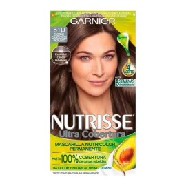 Nutrisse Kit Tinte Nutrisse  Nutrisse ultra cobertura Mascarilla nutricolor permanente tono 51u castaño claro cenizo profundo para cabello x 45mL