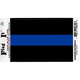 Thin Blue Line Car Decal Sticker [3.5x5" - Black/Blue]