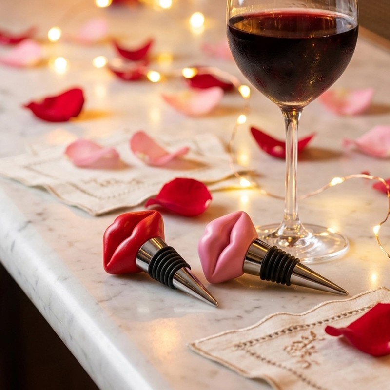 2 Packs Red and Pink Lips Wine Bottle Stopper -