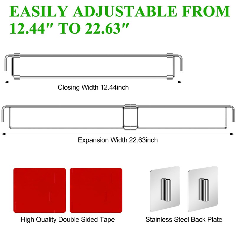 Yaocom 4 Pcs Rv Refrigerator Bars 12.44"-22.63" Adjustable Stainless Steel