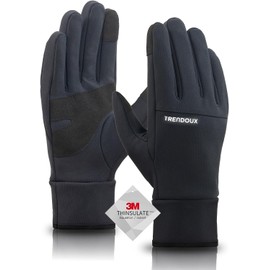 TRENDOUX Guantes térmicos gruesos para deportes: guantes de invierno con forro polar con visualización táctil para nieve cálida para hombres y mujeres, con logotipo reflectante de agarre para clima