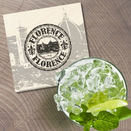 Unbranded Florence Italy Grunge Travel 4'' X 4'' Square Wooden Coaster