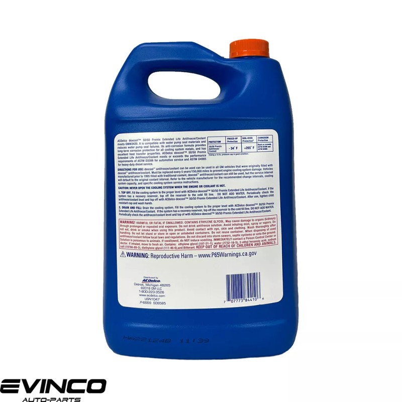 AcDelco 10-5027 Antifreeze Coolant Dexcool 50/50 Prediluted 1 U.S. Gallon