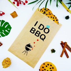 I Do BBQ Kraft Paper Favor Bags - BBQ Wedding Shower Supplies - Treat Bags - Flat Favor Bag for Sandwich Snacks Cookie Popcorn Party Gift Bag (6"x 10", Pack Of 25)