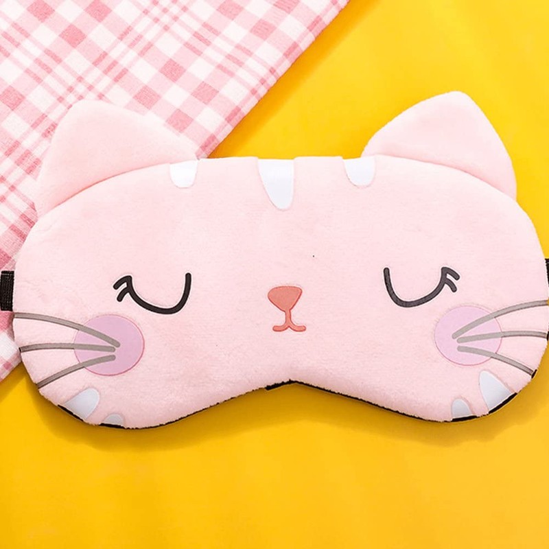 Dinntty Silk Eye Mask Light Blocking Sleeping Cute Cat Eye