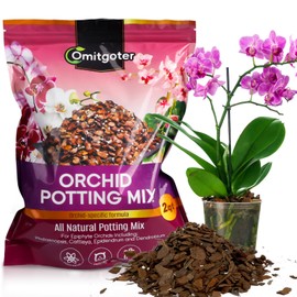 Omitgoter Organic Orchid Potting Mix 1qt, Mixture of Orchid Bark and Perlite, Specifically Formulated for Orchids