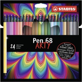 STABILO Premium Fiber-Tip Pen Pen 68 - ARTY - Pack of 24 - Assorted Colors