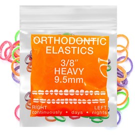 Neon Non-Latex 100 counts Intraoral Elastic Bands Orthodontic Elastics Dental Rubber Bands Made in US Heavy 3/8'', Neon