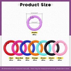 Swpeet 32Pcs 8 Colors 25mm - 1 Inch Round Spring O Rings Assortment Kit, Carbon Steel Spring Keyring Buckle Trigger Round Snap Buckle Snap Hooks O Rings Buckles for Handbag DIY Keychains Bag Purse