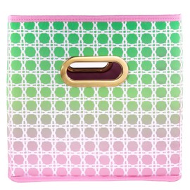 Lilly Pulitzer Small Collapsible Bin for Storage Cube Organizer, 11 inch Storage Bins in Pink and Green (Caning)